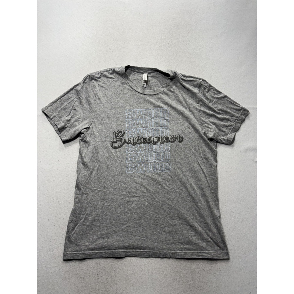 Bella Canvas Shirt Mens XL Gray Buccaneer BWOOD Graphic Tee Mascot School Spirit